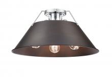  3306-3FM CH-RBZ - Orwell CH 3 Light Flush Mount in Chrome with Rubbed Bronze shade